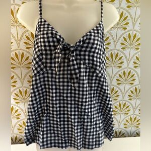 Old Navy  Navy Blue  and White Gingham Spaghetti Strap Top